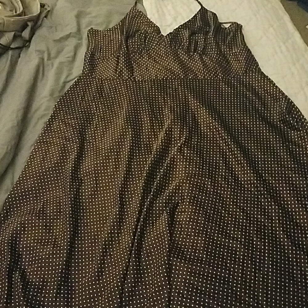 Brown and White Polkadot Halter Dress